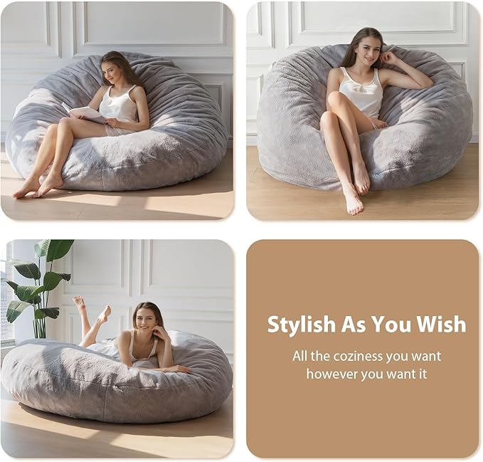 BYBYME 3 in 1 Bean Bag Chair, Convertible Chair Folds from Bean Bag to Lounger - Image 4