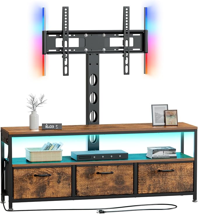 JUSTOGO TV Stand with Mount and Power Outlet, TV Stand with Drawers Storage by JUSTOGO