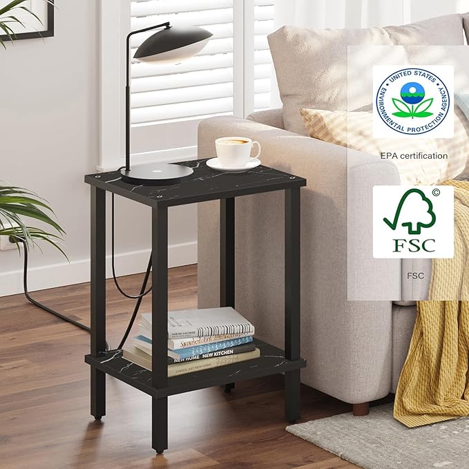 TUTOTAK End Table, Side Table, Nightstand, 2-Tier Storage Shelf, Sofa Side Table - Image 4