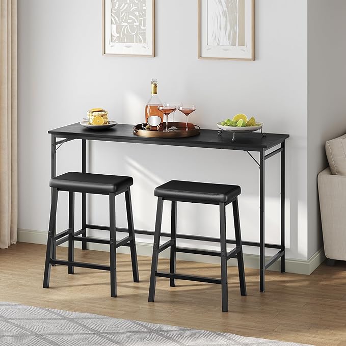 HOOBRO Bar Stools, PU Leather Upholstered Breakfast Stools, Easy Assembly - Image 4