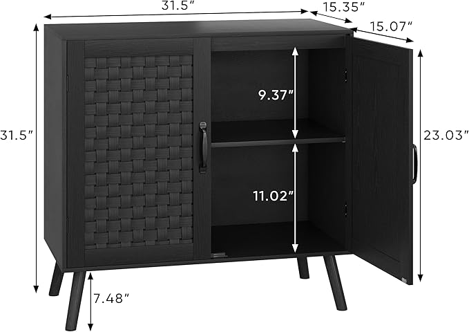 Smuxee Black Sideboard, Freestanding Buffet Cabinet - Image 2
