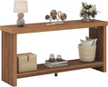 63 Inches Narrow Console Table, 2-Tier Long Sofa Tables Behind Couch Table by KNOWORLD