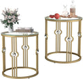 OIOG Glass Side Table Set of 2, Living Room End Table by OIOG