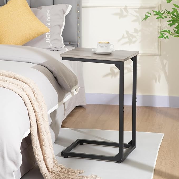 AMHANCIBLE C Shaped End Table Set of 2, Couch Tables That Slide Under, TV Tray - Image 10