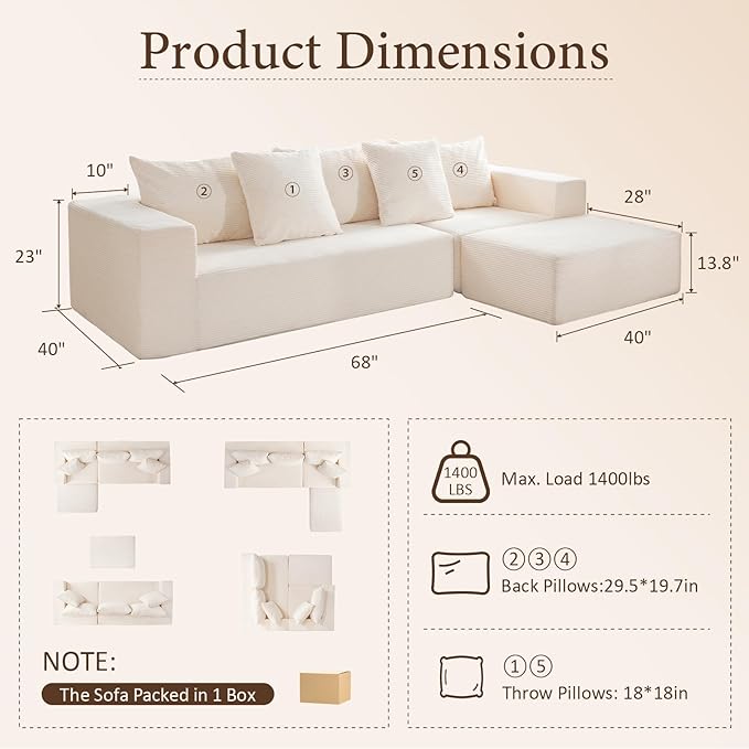INGEROOM 108" Cloud Sectional Couch - Image 2