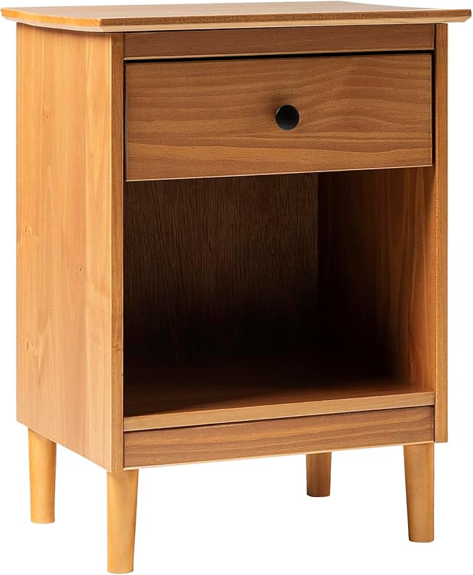 Walker Edison Traditional Wood 1 Drawer Nightstand Side Table Bedroom Storage by WalkerEdison