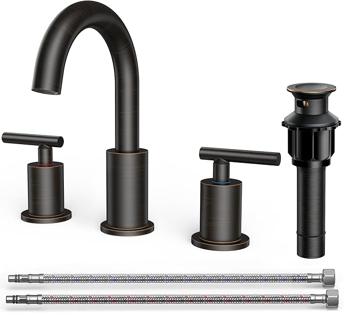 FORIOUS Oil Rubbed Bronze Bathroom Faucet 3 Hole, 8 Inch Widespread Bathroom by FORIOUS
