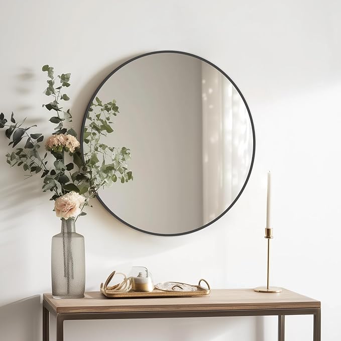 HOMECOOKIN Round Wall Mirror 24" Black Circle Mirror - Image 4