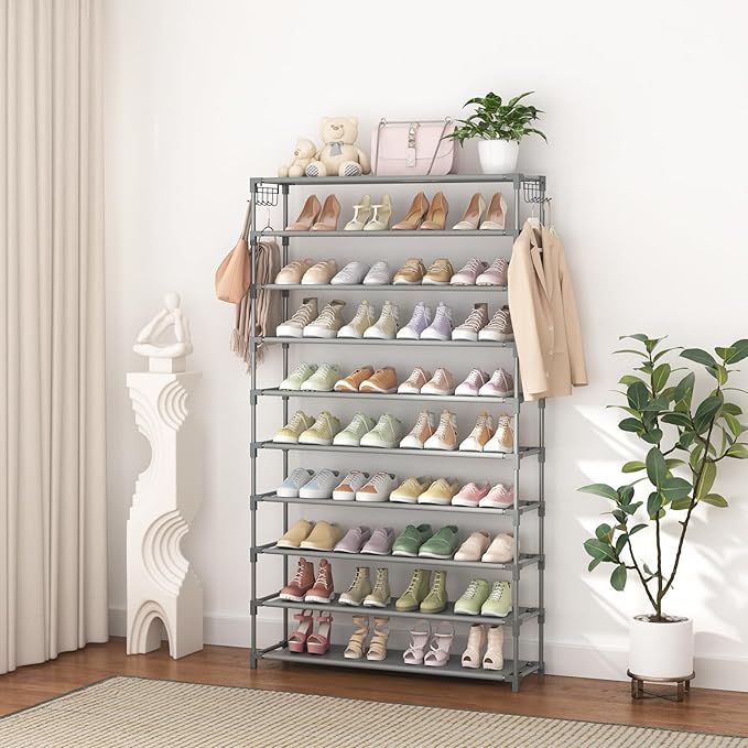 10 Tiers Shoe Rack 50 Pairs Large Capacity Tall Shoe Organizer Sturdy Shoe - Image 7