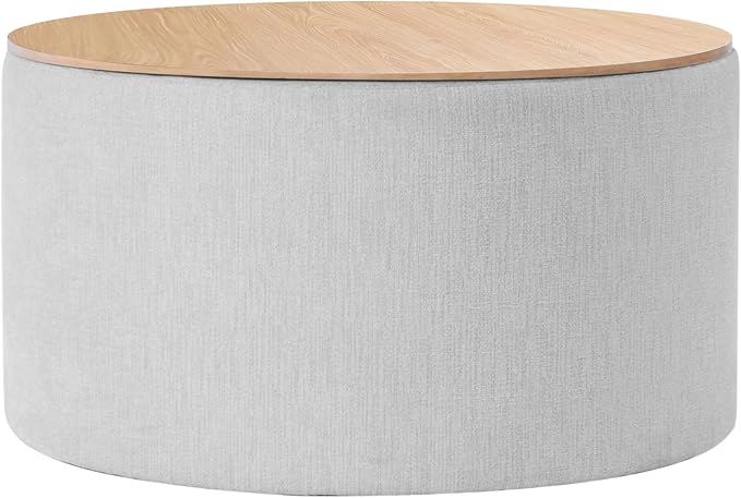 HomePop Storage Ottoman with Wood Grain Top by HomePop