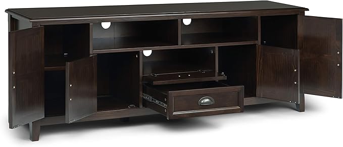 SIMPLIHOME Burlington SOLID WOOD 72 inch Wide Transitional TV Media Stand in - Image 2
