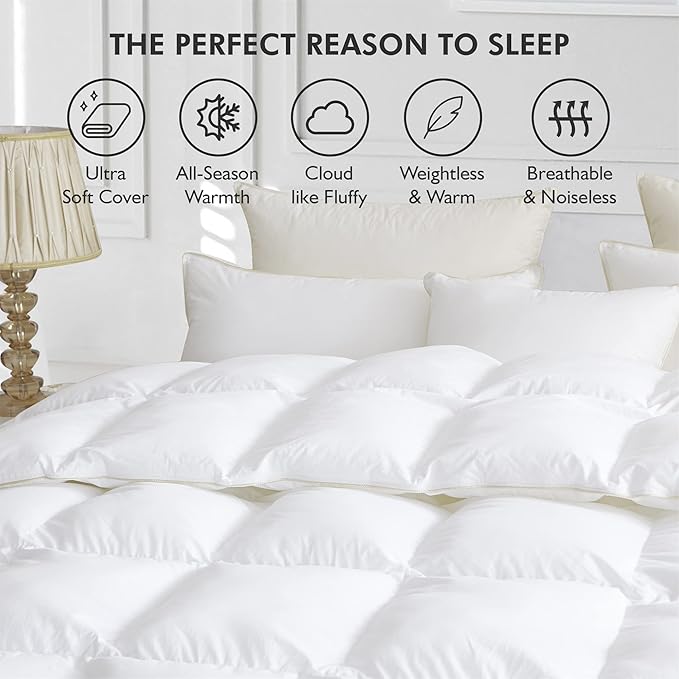 Luxurious White Solid Medium Weight, Oversize California King Size Goose - Image 5