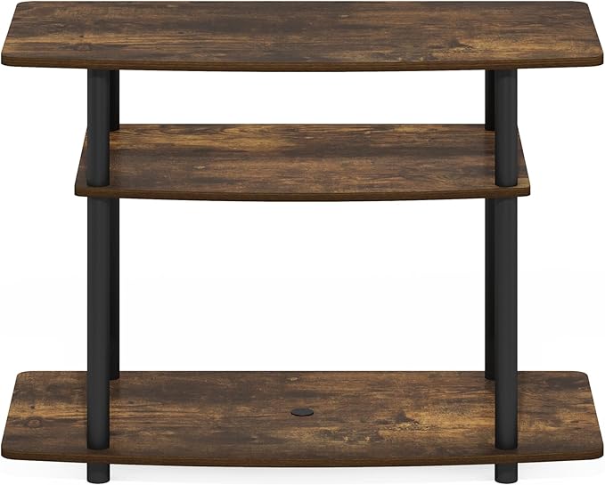 Furinno Turn-N-Tube No Tools 3-Tier TV Stands, Amber Pine/Black - Image 6