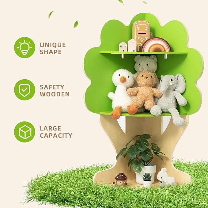 OOOK Tree Bookshelf for Kids Reading Nook, Corner Bookcase Toy Storage for - Image 8