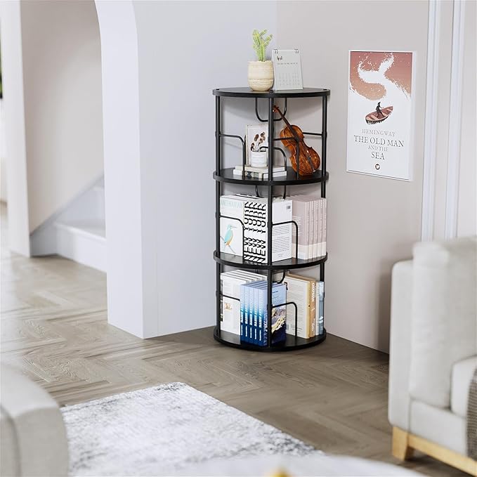 Rotating Bookshelf, 3 Tier Round Revolving Bookcase - Image 2
