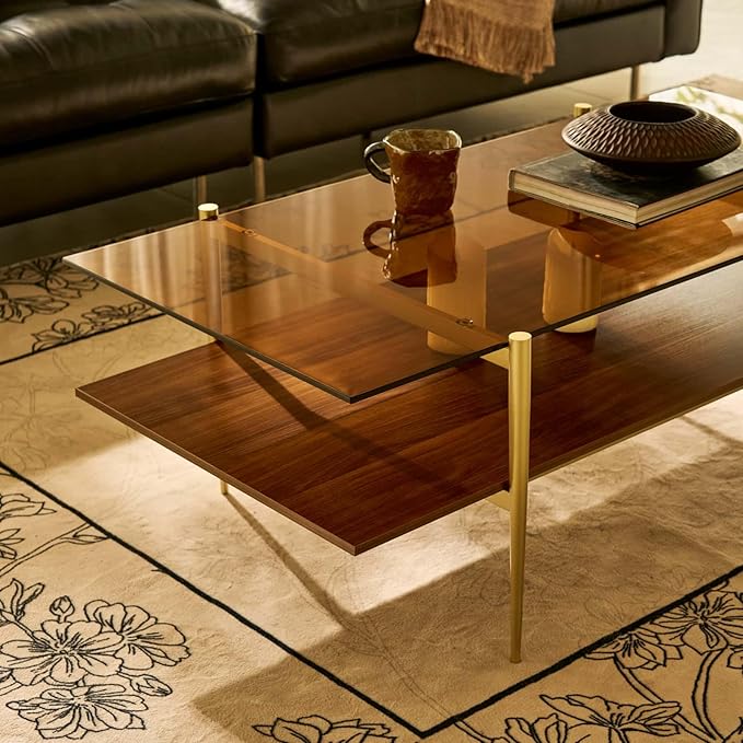 AGV LIGHTING Tadio Large Glass Coffee Table, Mid-Century Modern Coffee Table - Image 7
