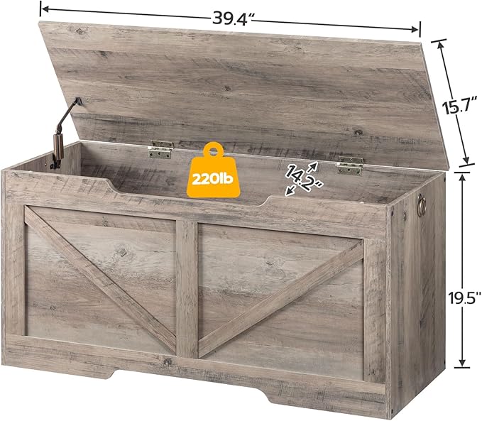 HOOBRO Storage Bench, 39.4” Retro Wooden Storage Chest - Image 6