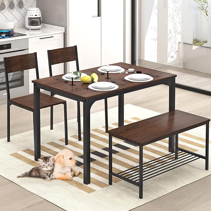 SogesHome Kitchen Table Set for 4, Compact Dining Table Chair Set by SogesHome