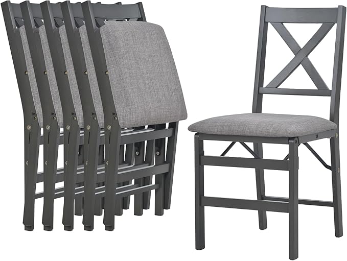 COLAMY Folding Dining Chairs Set of 2 – Dark Grey Upholstered Dining Room Chairs - Image 9