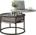 Round Coffee Table with Storage, Lift Top Coffee Table by HOJINLINERO