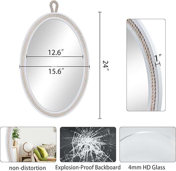 Farmhouse Wall Mirror Rope Mirror Decorative Mirror - Image 4