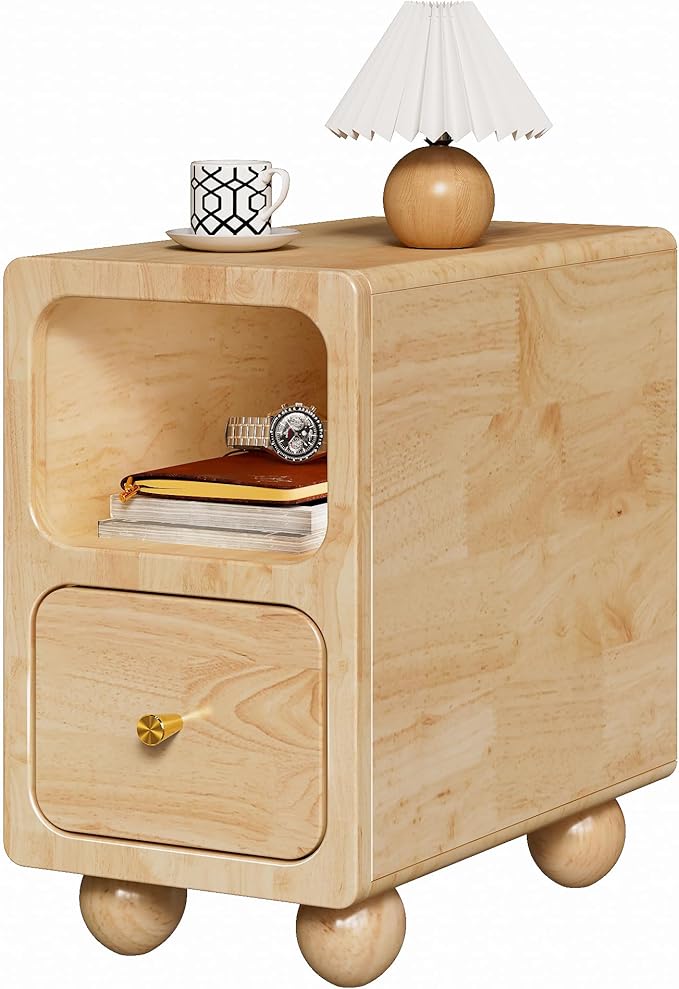 Solid Wood Night Stand, Narrow Nightstand by MVPSONAG