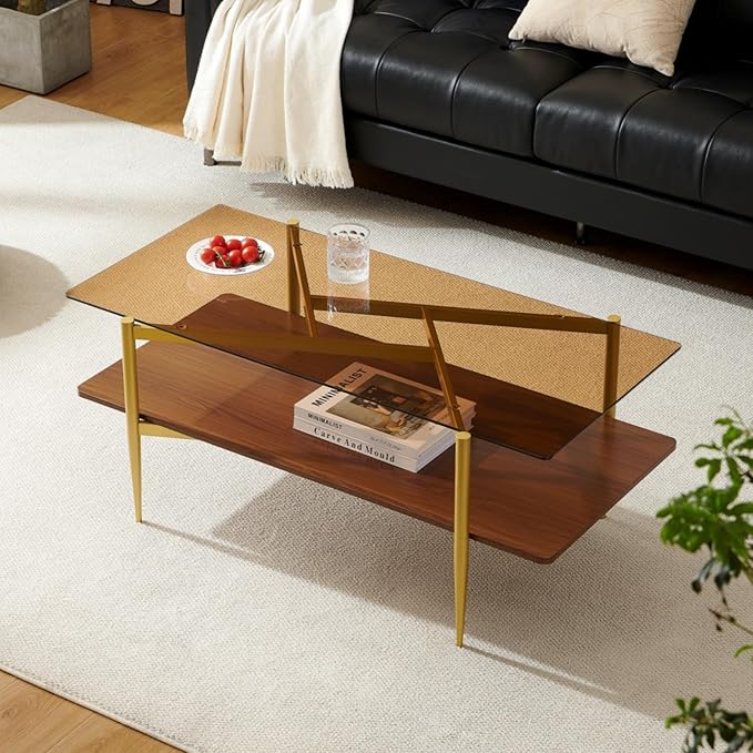 Rectangle Coffee Table, Mid-Century Modern Design, L41*W21*H17 inch, by PineFlicker