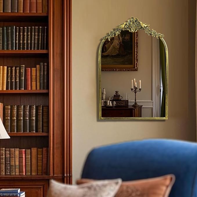 Retro Palace Style Mirror, Antique French Retro Arch Mirror, Suitable - Image 6