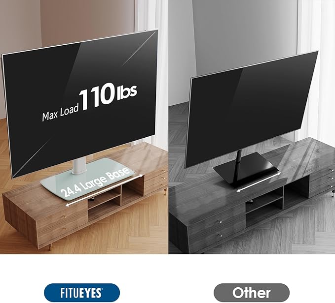 FITUEYES Universal TV Stand, Swivel TV Table Stand - Image 3