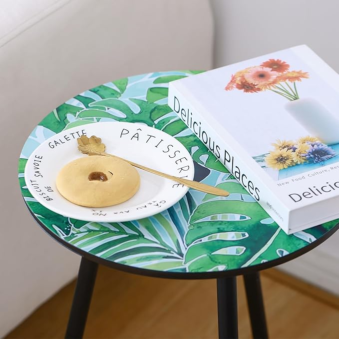 2 Packs Metal Leaf Round Side Tables 13.4" Small Outdoor Patio Round Accent - Image 7