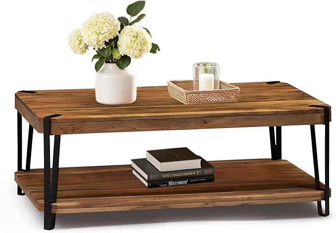 Alaterre Furniture Ryegate 48" Live Edge Wood Coffee Table â€“ Solid Acacia by AlaterreFurniture