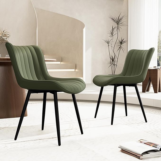 YOUNUOKE Green Dining Chairs Set of 2 Mid-Century Modern Kitchen Dining Room - Image 10