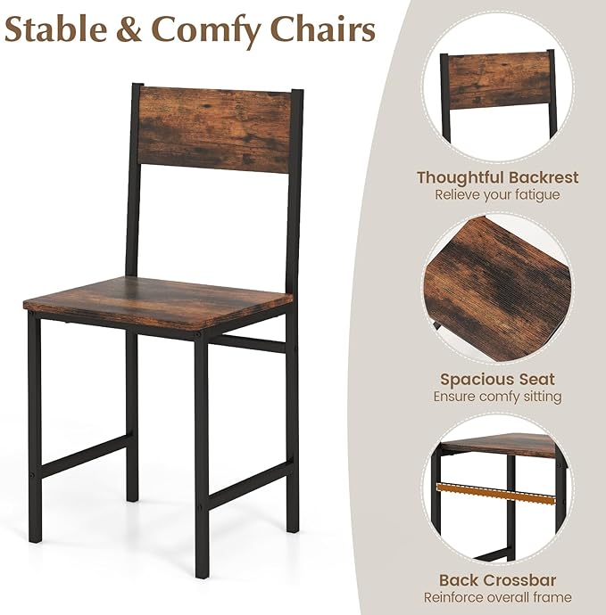 Tangkula Dining Table Set for 4, Kitchen Table and 2 Chairs for 4 - Image 9