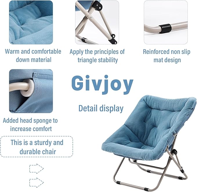 Comfy Folded Chair, Soft Faux Fur Oversized Folding Chair, Flexible Lounge Lazy - Image 4