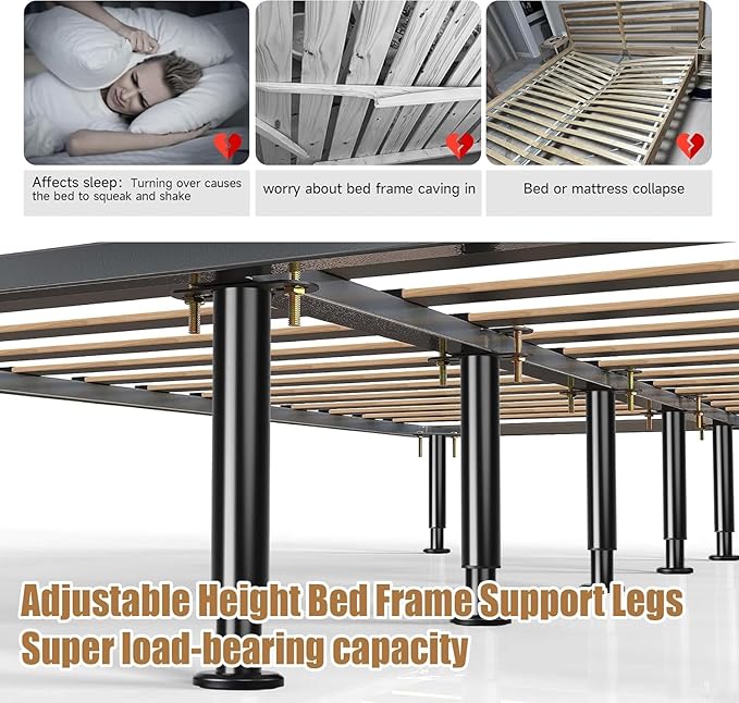 4 Pcs Adjustable Bed Frame Center Support Legs, Heavy Duty Cold Rolled Steel - Image 4
