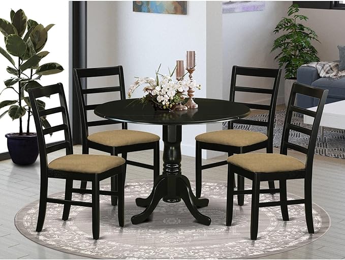 East West Furniture DLPF5-BLK-C 5 Piece Dining Table Set - Image 6