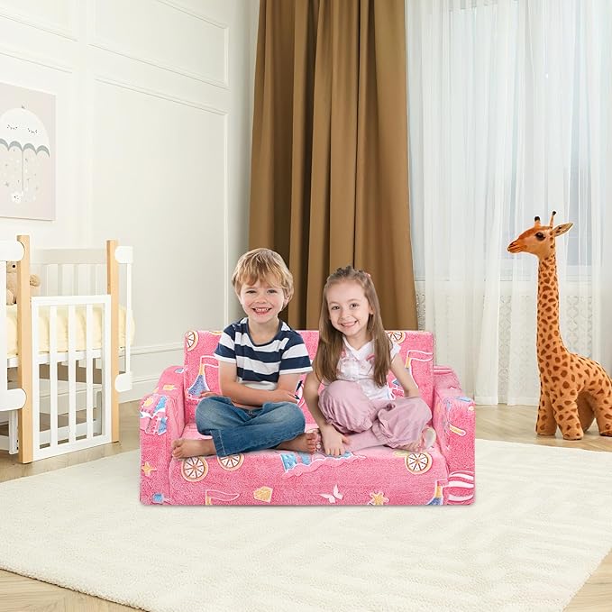 Kids Couch Extra Large, Glow in The Dark 2-in-1 Folding Kids Sofa Bed - Image 2