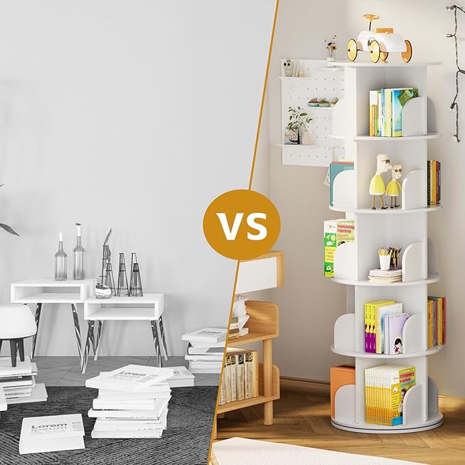 jxgzyy 5 Tier Rotating Bookshelf 62.6x18.1x18.1 Inch Corner Book Shelf 360° - Image 5
