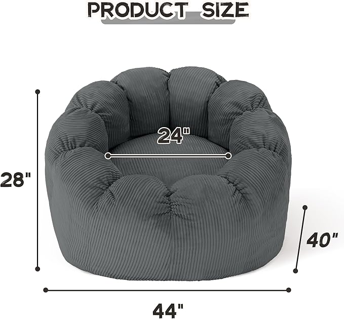 HABUTWAY Giant Bean Bag Chair for Adults/Kids/Teens, Pumpkin Bean Bag Couch - Image 2