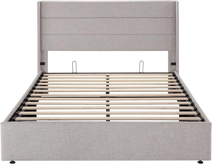 SHA CERLIN Full Size Lift Up Storage Bed/Modern Wingback Headboard/Upholstered - Image 9
