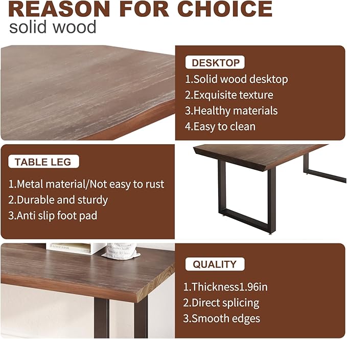 Solid Wood Computer Desk 55.1-inch Large Office Desk Home Simple Modern Long - Image 3