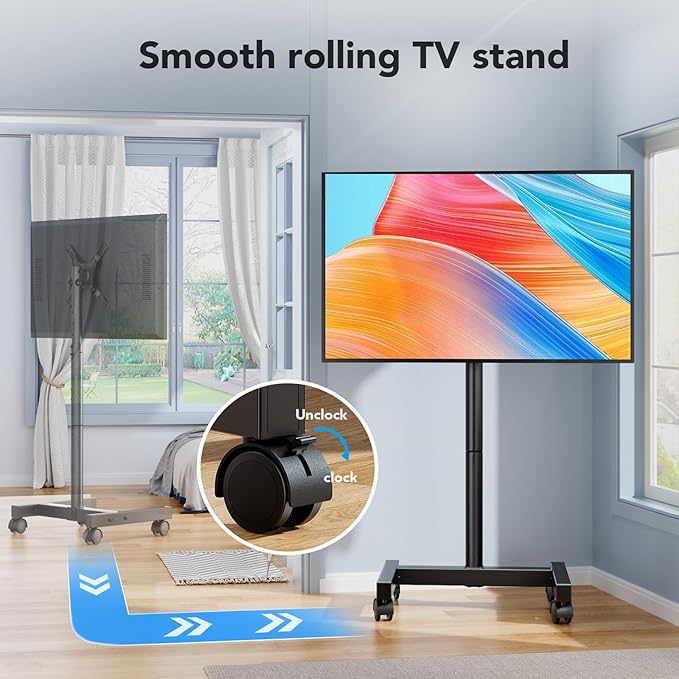 AX WABER Mobile TV Floor Stand for 13-50 inch LCD LED Flat/Curved Panel Screen - Image 8