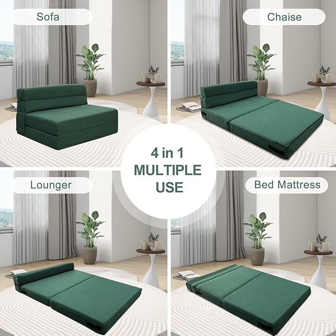 ANONER Fold Out Couch Bed Memory Foam Sleeper Chair - Image 4