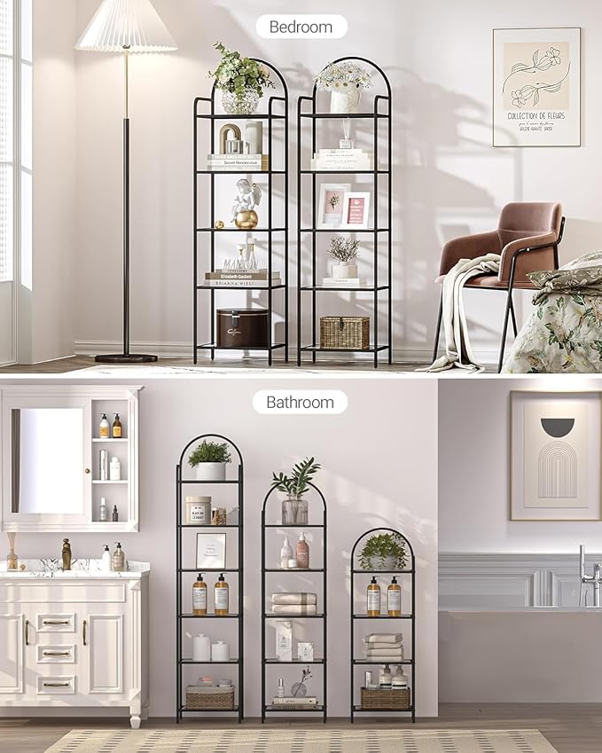 Bookcase Bookshelf, Tempered Glass Bookshelves, Slim Shelving Unit - Image 6