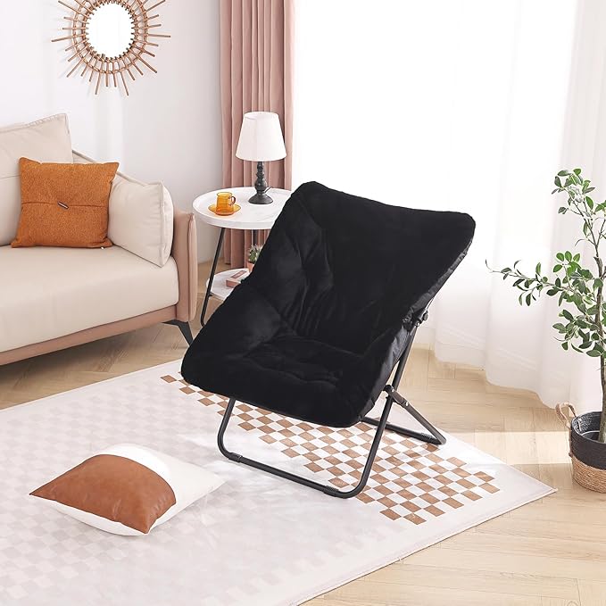 Tiita Comfy Folded Chair, Soft Faux Fur Oversized Folding Accent Chair - Image 9