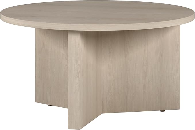 Henn&Hart 32" Round Wood Pedestal Coffee Table - Image 5