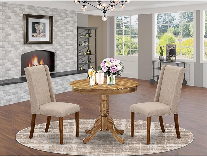 East West Furniture ANFL3-ANA-04 3 Piece Kitchen Table Set Contains a Round - Image 6
