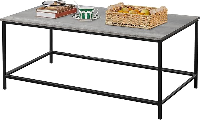 SENIG Modern Industrial Style Rectangular Coffee Table, Rustic Accent by SENIG