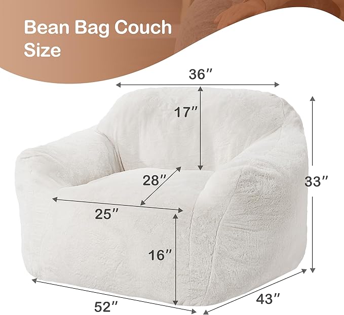 Giant Bean Bag Chair for Adults, Large Memory Foam BeanBag Chairs, Oversized - Image 2