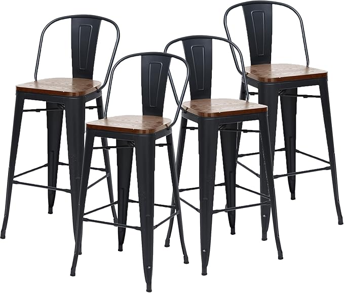 Changjie Furniture 30 Inches Metal Barstools Set of 4 Counter Height Bar Stools - Image 3